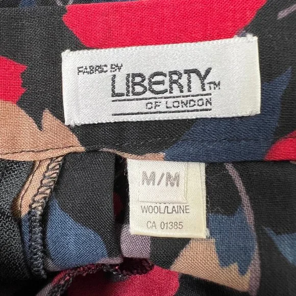 Vintage Liberty of London Dark Floral Print Pleated High Rise Midi Skirt Preppy - Picture 6 of 10